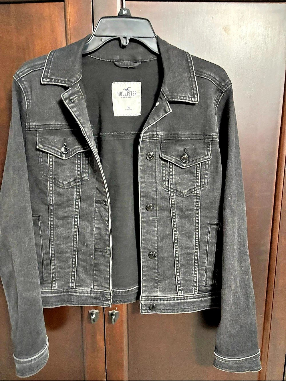 Hollister Black Denim Jean Jacket Size Medium